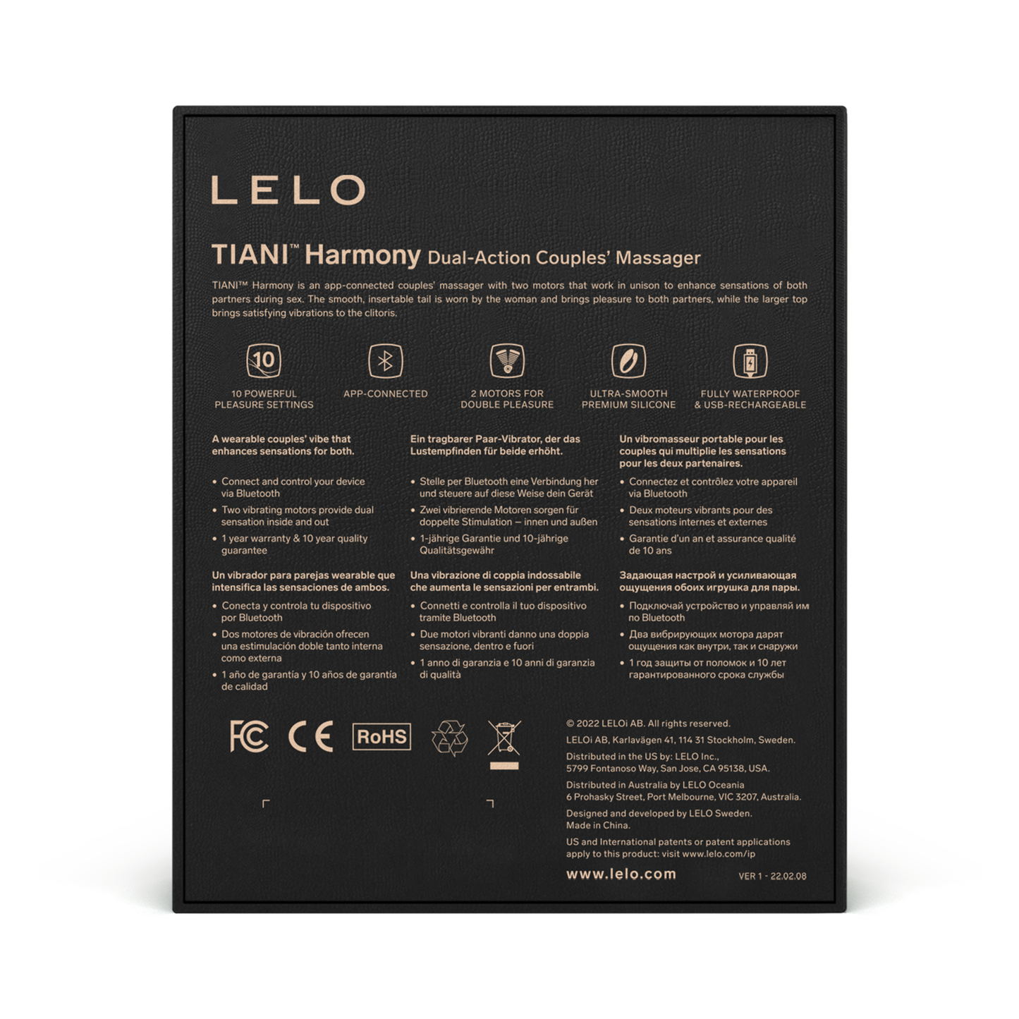 LELO - Tiani Harmony Dual Action App Controlled Couple Vibrator Aqua